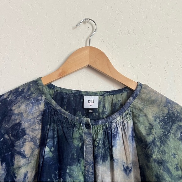 CAbi Woodstock Tie Dye Print Button Front Top Blouse #5714 - Picture 6 of 8